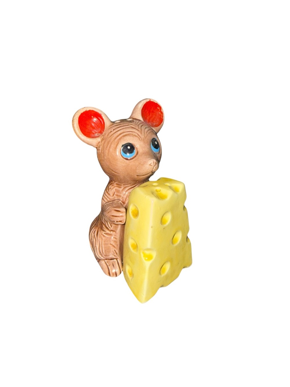 Large vintage mouse with cheese salt and pepper shakers